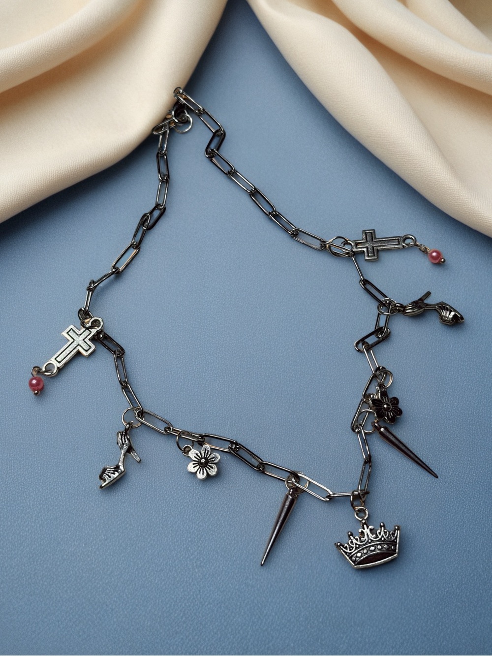 Hand Crafted Silver-Tone Charm Bracelet